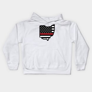 Thin Red Stripe  Ohio Flag Kids Hoodie